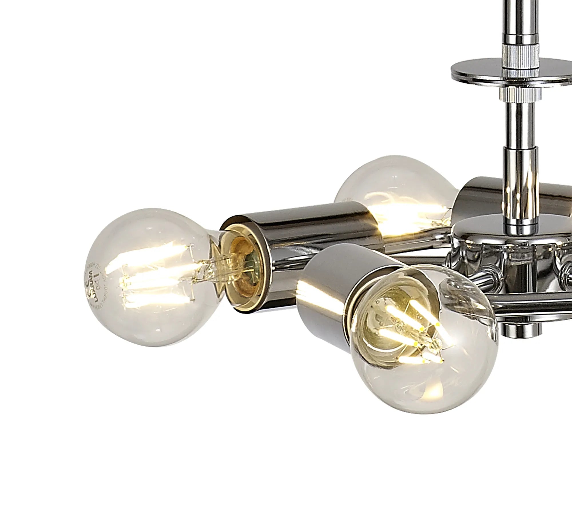 Deco - Baymont Polished Chrome 5 Light E27 Single Pendant With 60cm x 22cm Silver Leaf Shade - Luminosity Designs Ltd