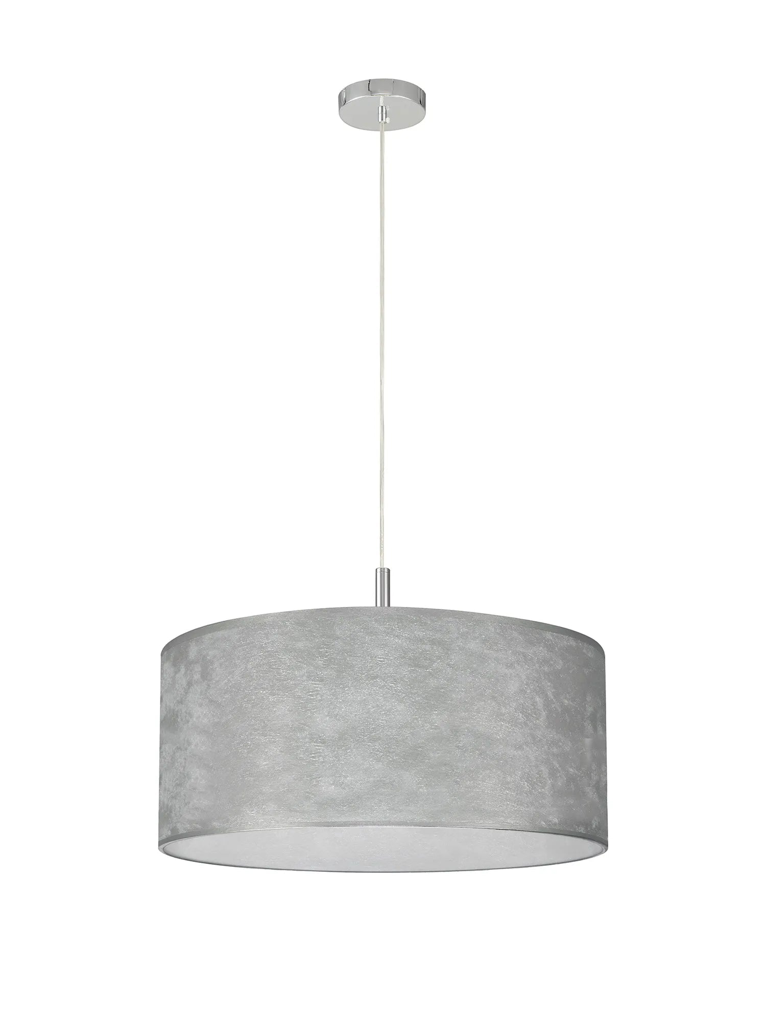 Deco - Baymont Polished Chrome 5 Light E27 Single Pendant With 60cm x 22cm Silver Leaf Shade - Luminosity Designs Ltd