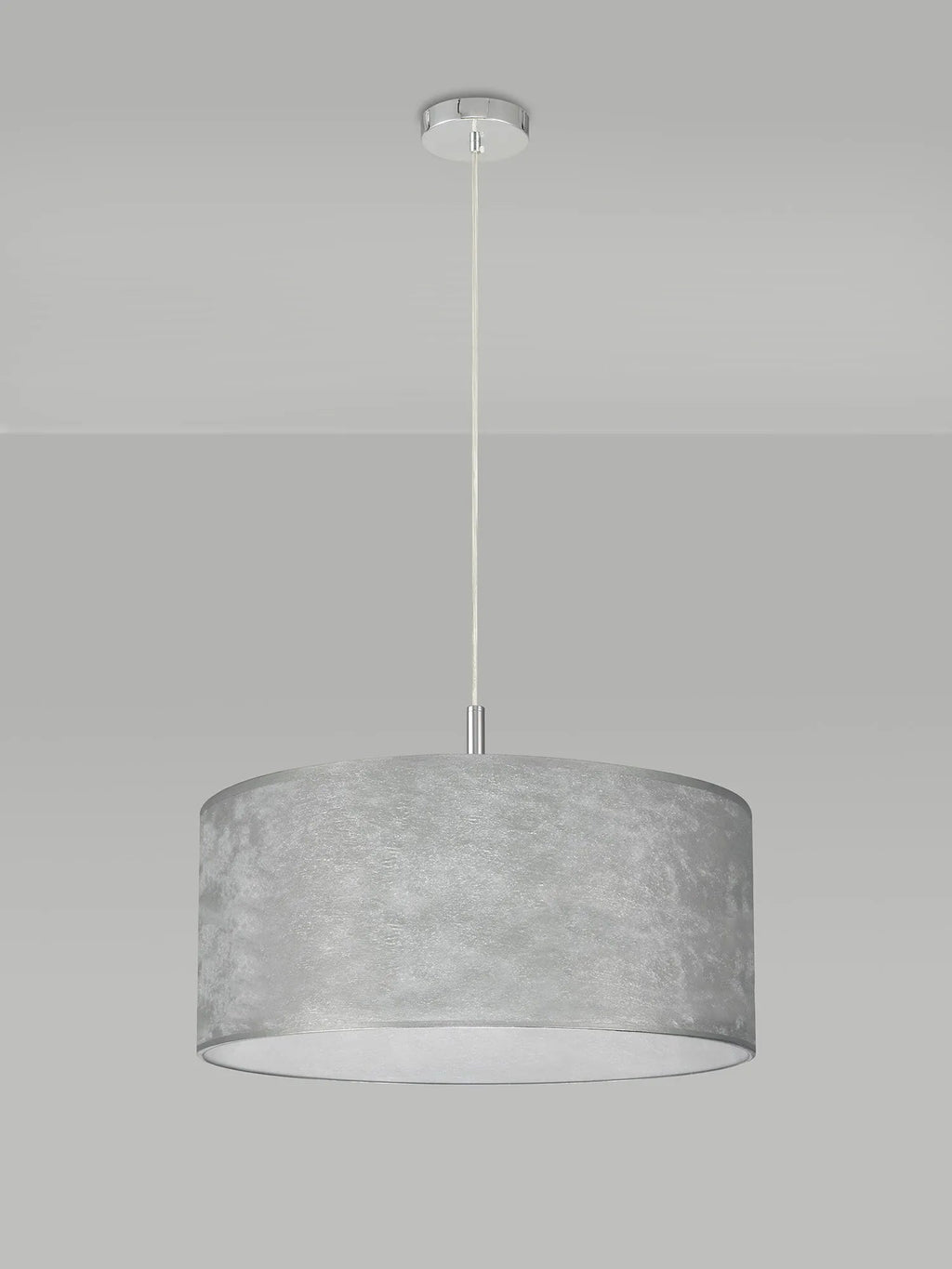 Deco - Baymont Polished Chrome 5 Light E27 Single Pendant With 60cm x 22cm Silver Leaf Shade - Luminosity Designs Ltd