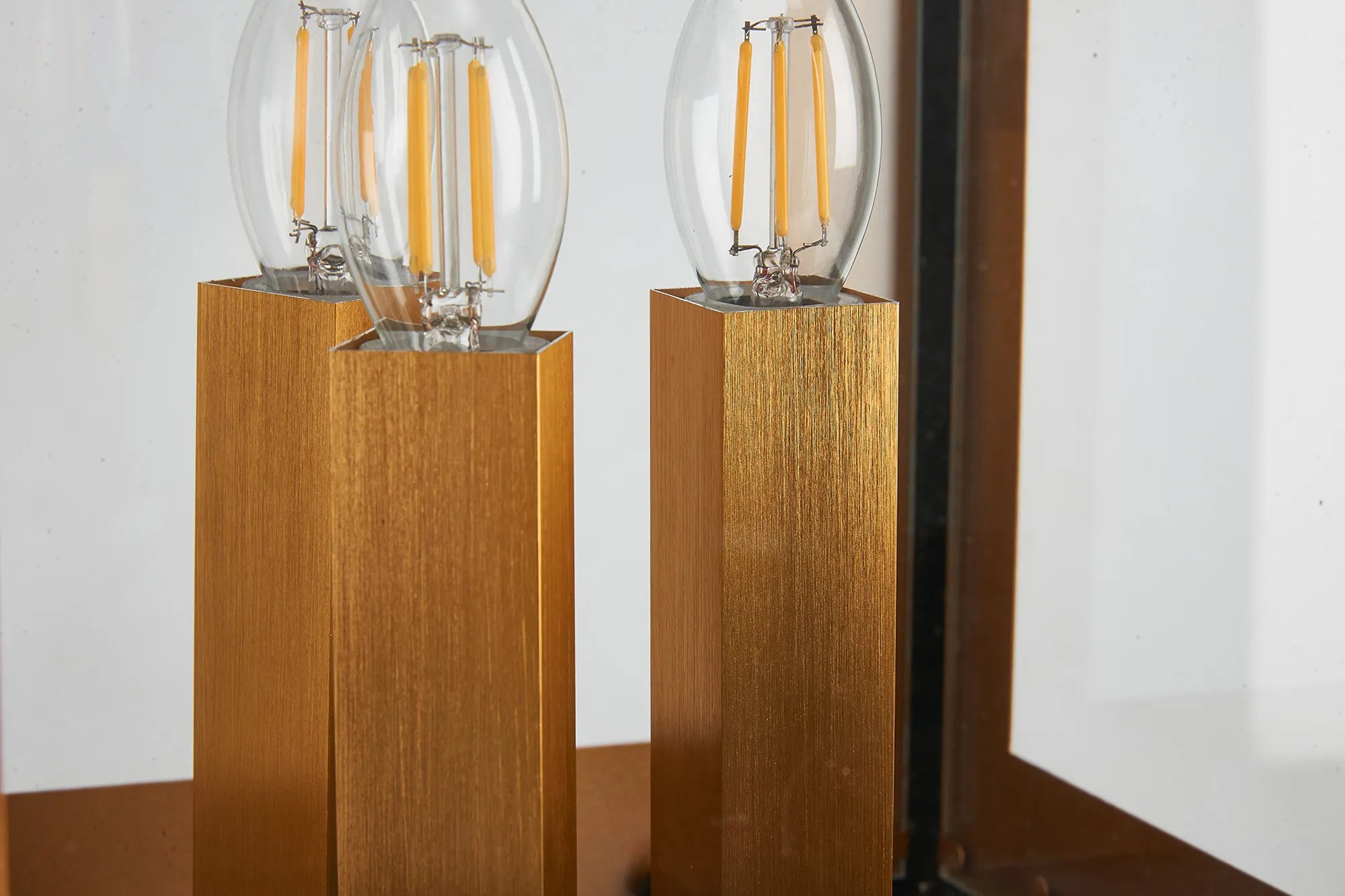 Belial Rectangular Post Lamp Large, 3 x E14, IP54, Satin Black And Gold Inner Frame Inserts Included