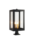 Belial Rectangular Post Lamp Large, 3 x E14, IP54, Satin Black And Gold Inner Frame Inserts Included