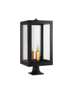 Belial Rectangular Post Lamp Large, 3 x E14, IP54, Satin Black And Gold Inner Frame Inserts Included