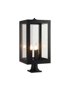 Belial Rectangular Post Lamp Large, 3 x E14, IP54, Satin Black And Gold Inner Frame Inserts Included
