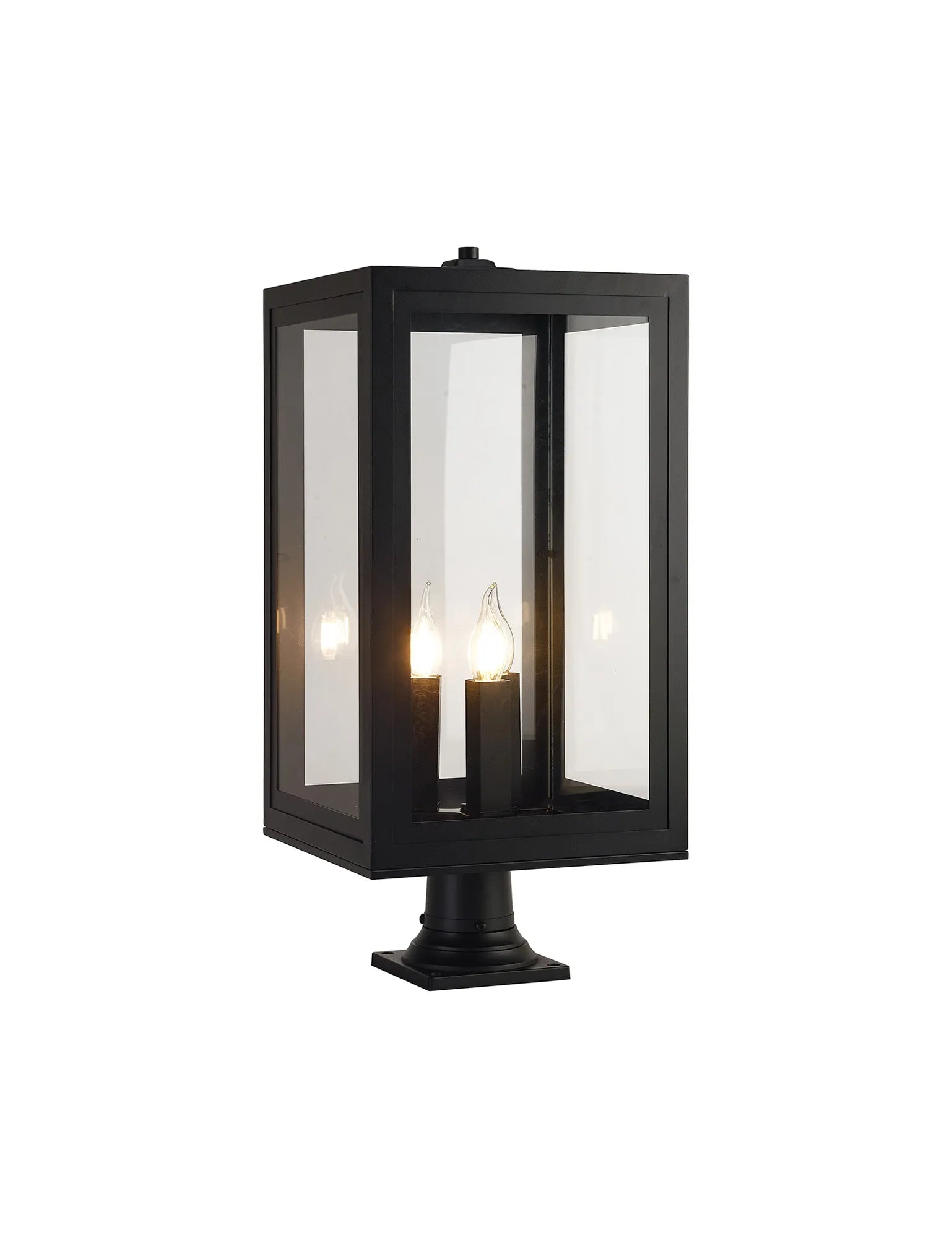 Belial Rectangular Post Lamp Large, 3 x E14, IP54, Satin Black And Gold Inner Frame Inserts Included