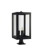 Belial Rectangular Post Lamp Large, 3 x E14, IP54, Satin Black And Gold Inner Frame Inserts Included