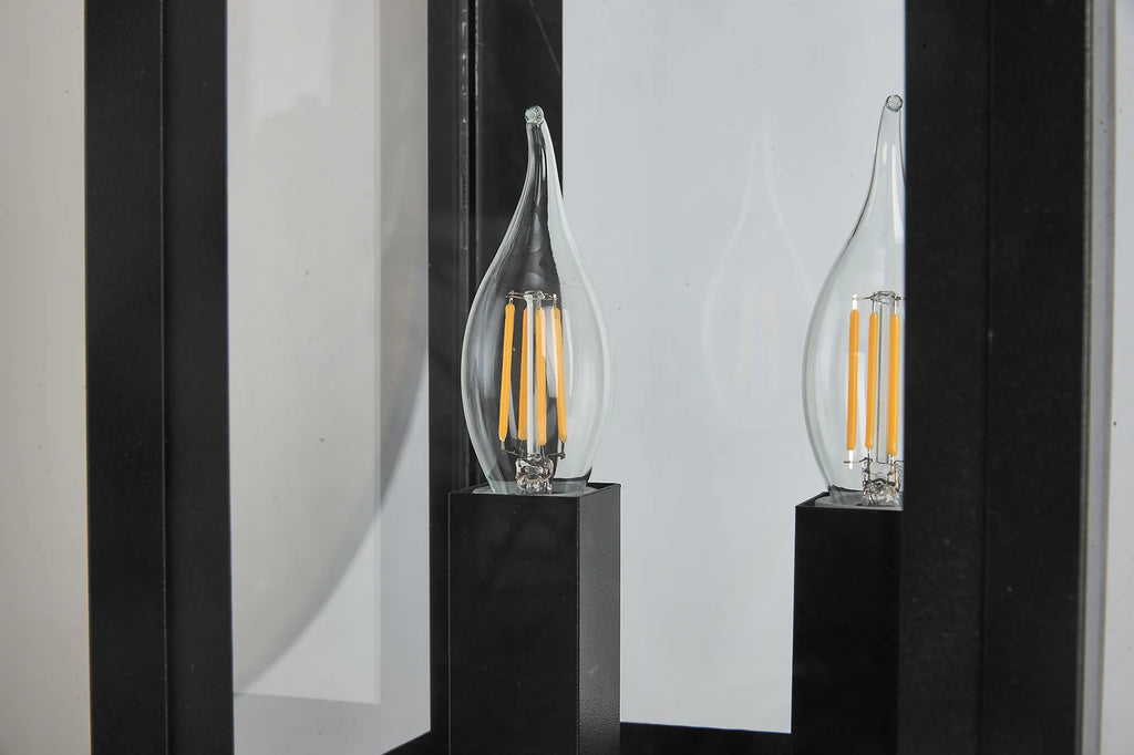 Belial Rectangular Post Lamp Small, 2 x E14, IP54, Satin Black And Gold Inner Frame Inserts Included (Copy)