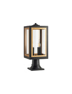Belial Rectangular Post Lamp Small, 2 x E14, IP54, Satin Black And Gold Inner Frame Inserts Included (Copy)