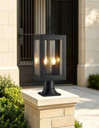 Belial Rectangular Post Lamp Small, 2 x E14, IP54, Satin Black And Gold Inner Frame Inserts Included (Copy)