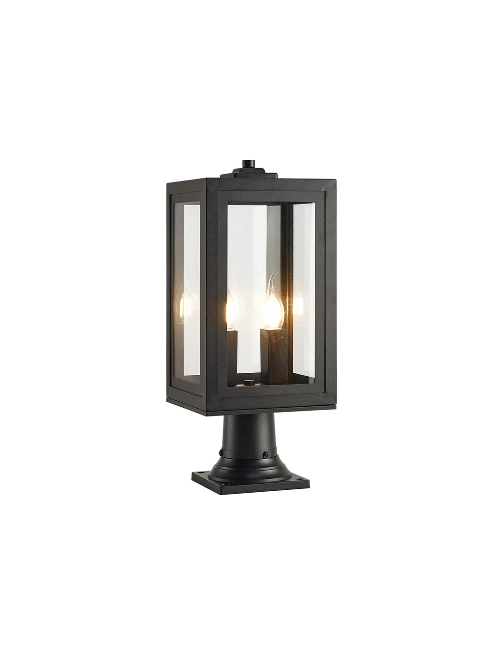 Belial Rectangular Post Lamp Small, 2 x E14, IP54, Satin Black And Gold Inner Frame Inserts Included (Copy)