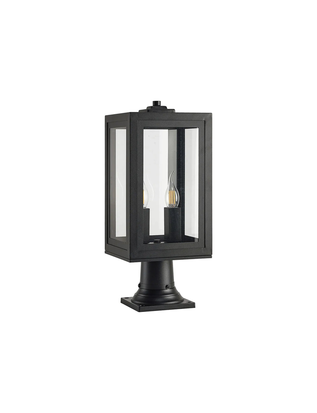 Belial Rectangular Post Lamp Small, 2 x E14, IP54, Satin Black And Gold Inner Frame Inserts Included (Copy)