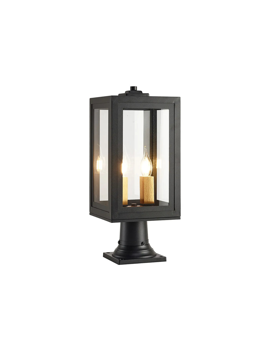 Belial Rectangular Post Lamp Small, 2 x E14, IP54, Satin Black And Gold Inner Frame Inserts Included (Copy)