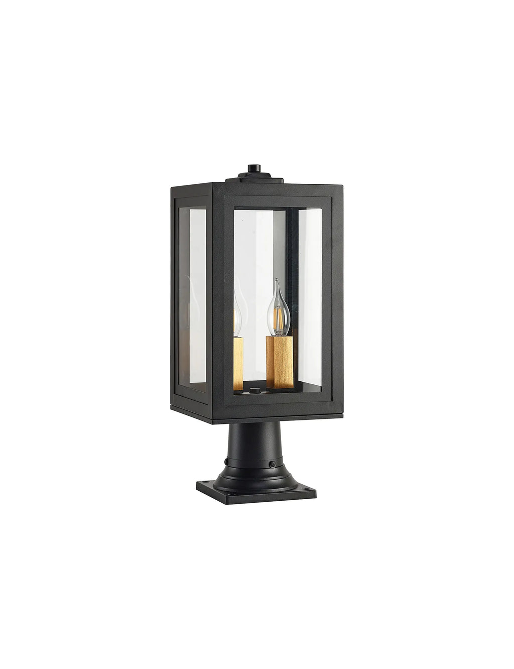 Belial Rectangular Post Lamp Small, 2 x E14, IP54, Satin Black And Gold Inner Frame Inserts Included (Copy)