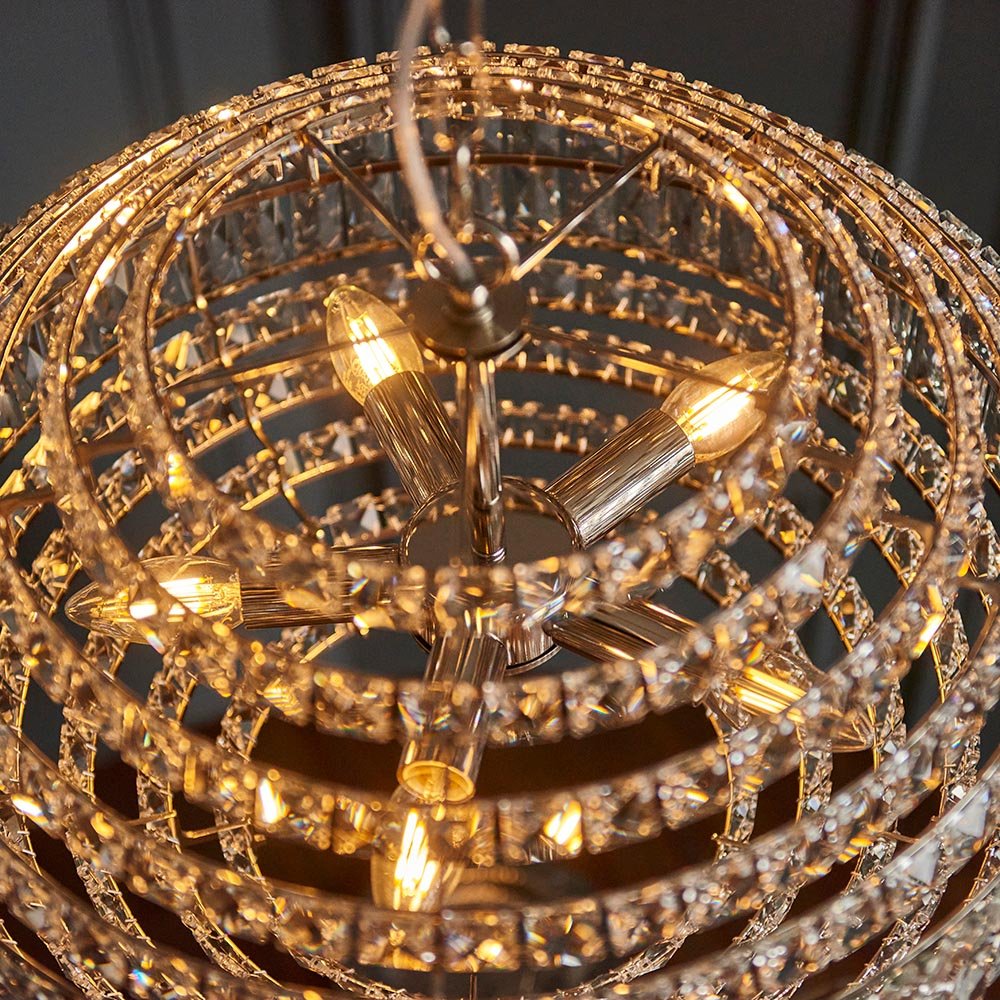 Luminosity Designs - Beatrice 5 Light Chrome and Crystal Ball Pendant - Luminosity Designs Ltd