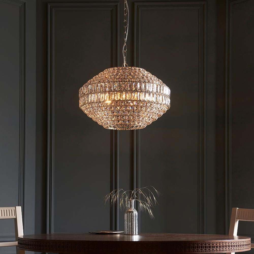 Luminosity Designs - Beatrice 5 Light Chrome and Crystal Ball Pendant - Luminosity Designs Ltd