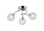 Deco - Beatrix 36cm Round Flush Ceiling Light, 3 x G9, Polished Chrome/Clear Glass - Luminosity Designs Ltd