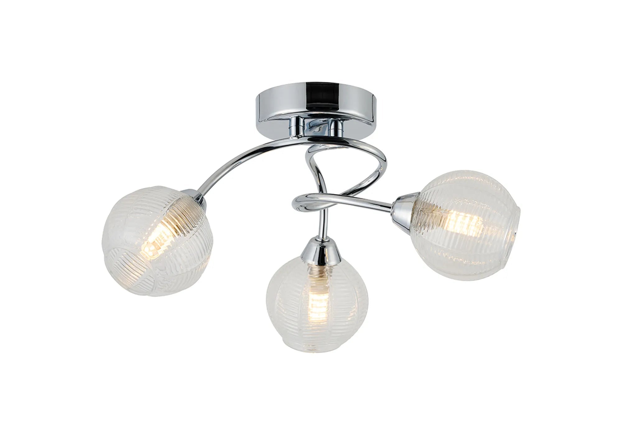 Deco - Beatrix 36cm Round Flush Ceiling Light, 3 x G9, Polished Chrome/Clear Glass - Luminosity Designs Ltd
