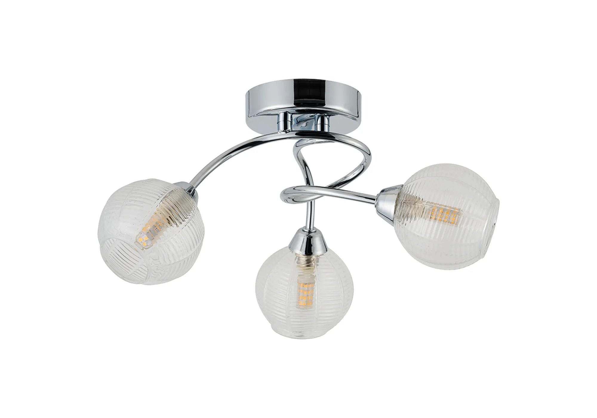 Deco - Beatrix 36cm Round Flush Ceiling Light, 3 x G9, Polished Chrome/Clear Glass - Luminosity Designs Ltd