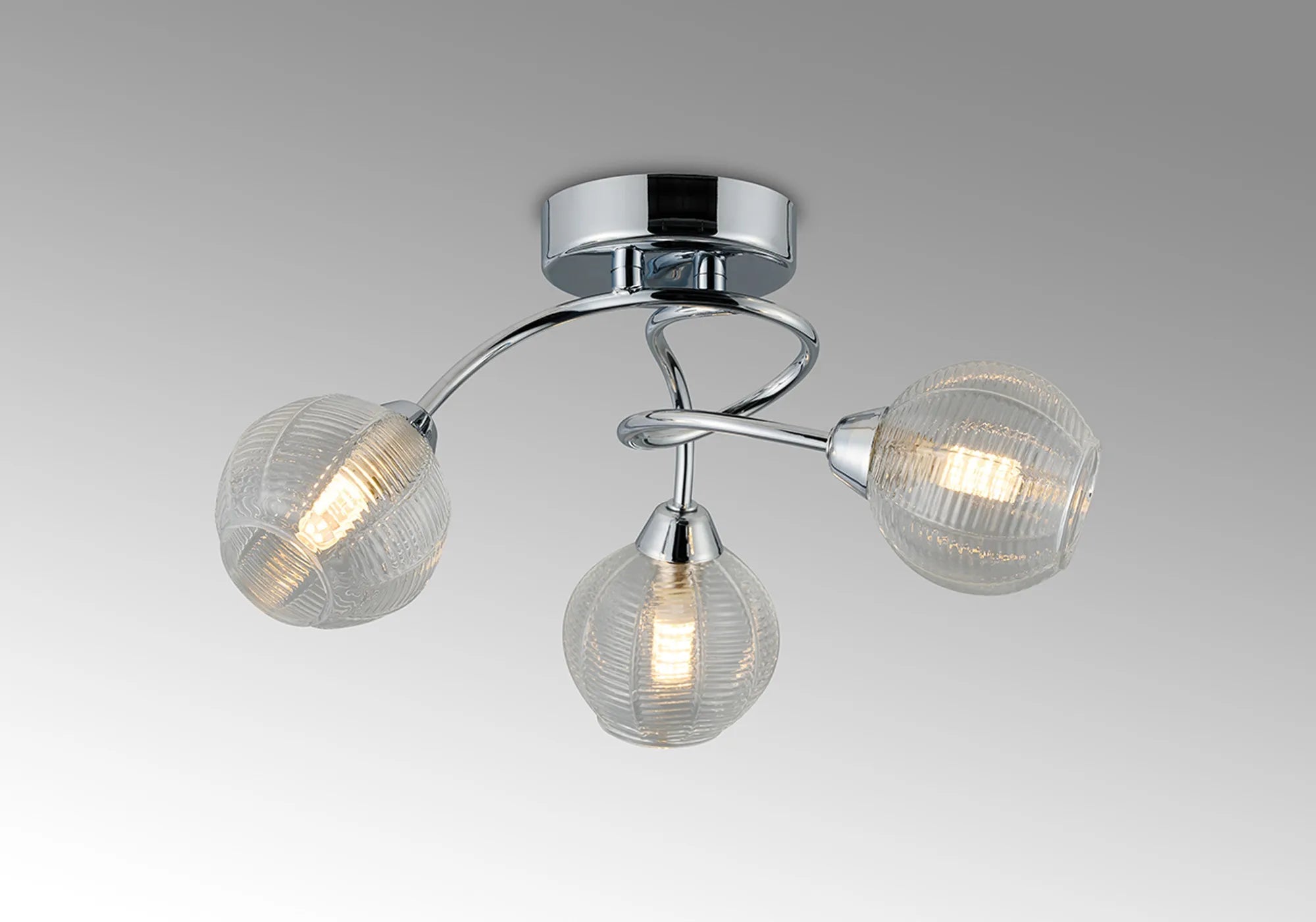 Deco - Beatrix 36cm Round Flush Ceiling Light, 3 x G9, Polished Chrome/Clear Glass - Luminosity Designs Ltd