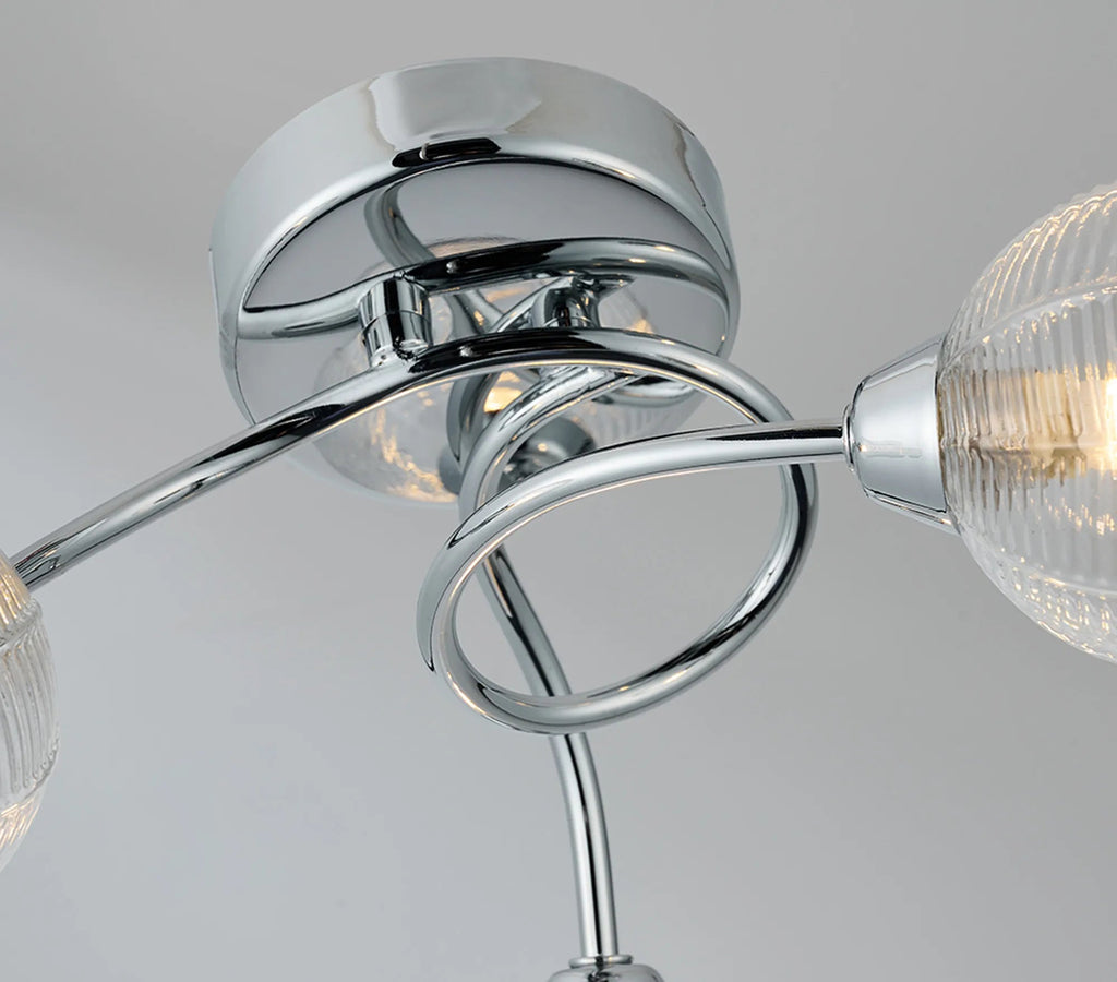 Deco - Beatrix 36cm Round Flush Ceiling Light, 3 x G9, Polished Chrome/Clear Glass - Luminosity Designs Ltd