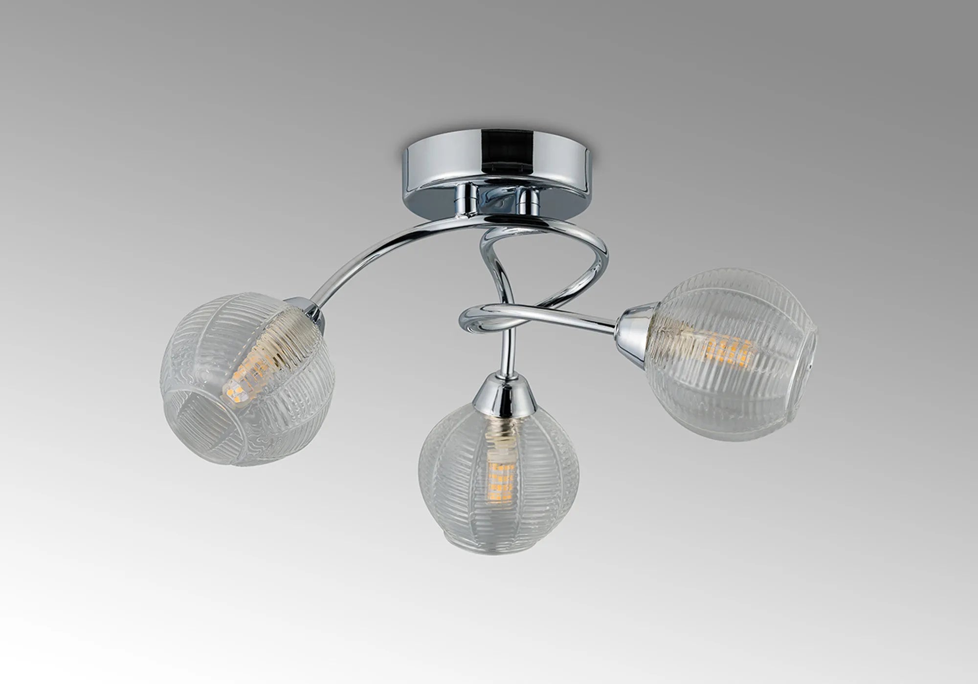 Deco - Beatrix 36cm Round Flush Ceiling Light, 3 x G9, Polished Chrome/Clear Glass - Luminosity Designs Ltd