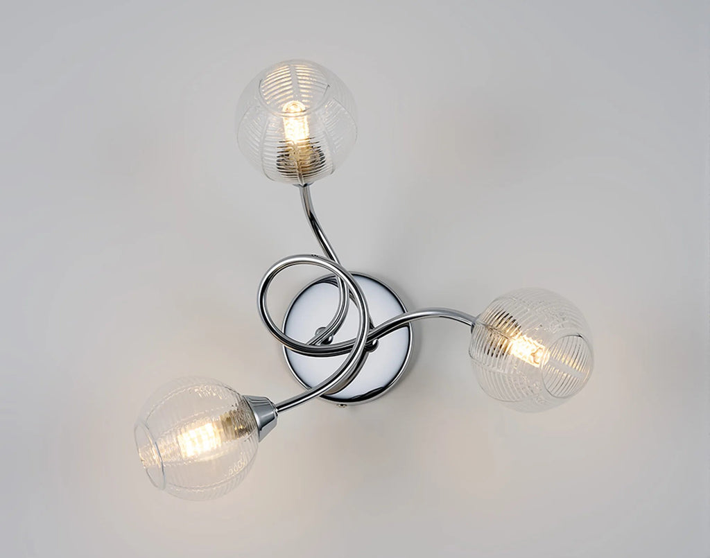 Deco - Beatrix 36cm Round Flush Ceiling Light, 3 x G9, Polished Chrome/Clear Glass - Luminosity Designs Ltd