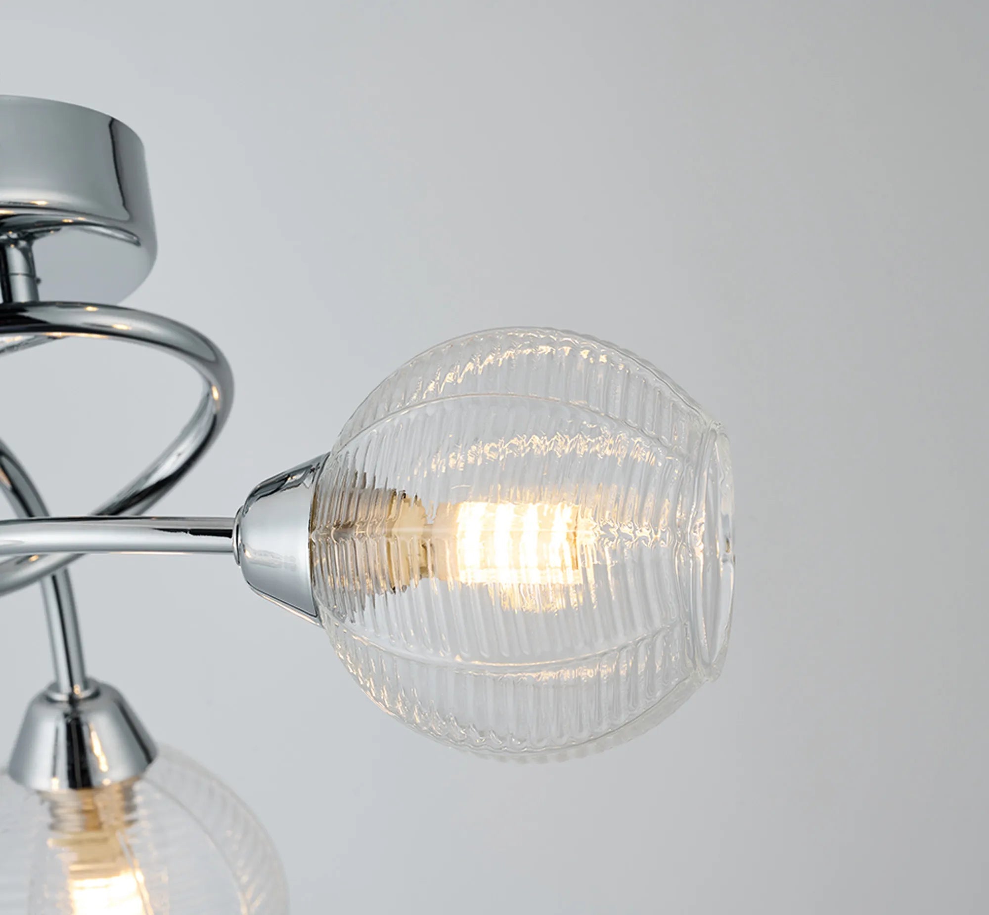 Deco - Beatrix 36cm Round Flush Ceiling Light, 3 x G9, Polished Chrome/Clear Glass - Luminosity Designs Ltd