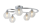 Deco - Beatrix Flush Ceiling Light, 5 x G9, Polished Chrome/Clear Glass - Luminosity Designs Ltd