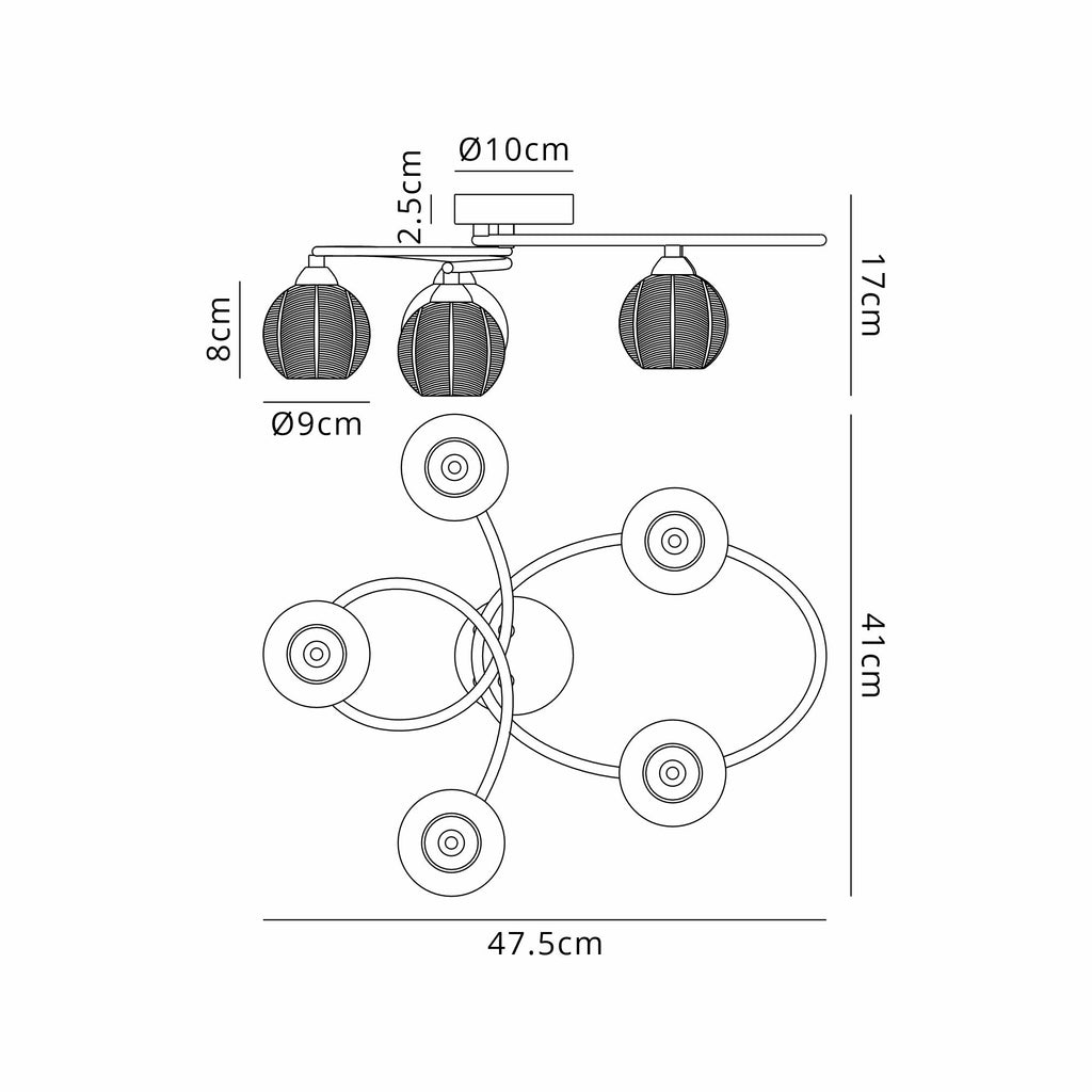 Deco - Beatrix Flush Ceiling Light, 5 x G9, Polished Chrome/Clear Glass - Luminosity Designs Ltd