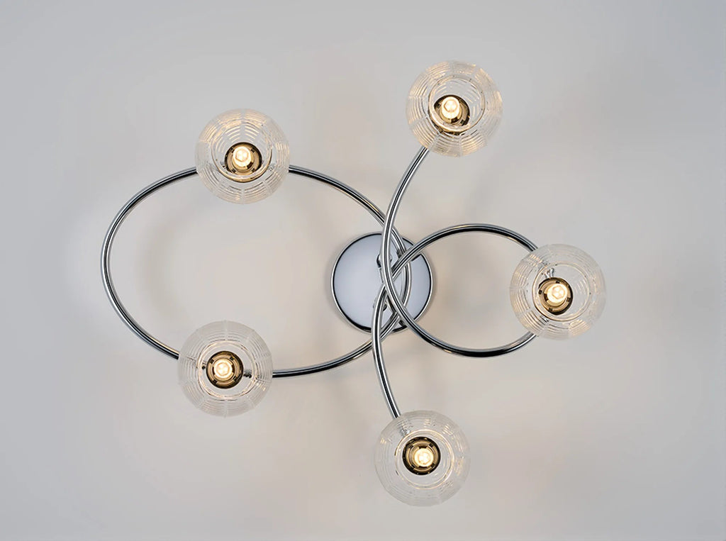 Deco - Beatrix Flush Ceiling Light, 5 x G9, Polished Chrome/Clear Glass - Luminosity Designs Ltd