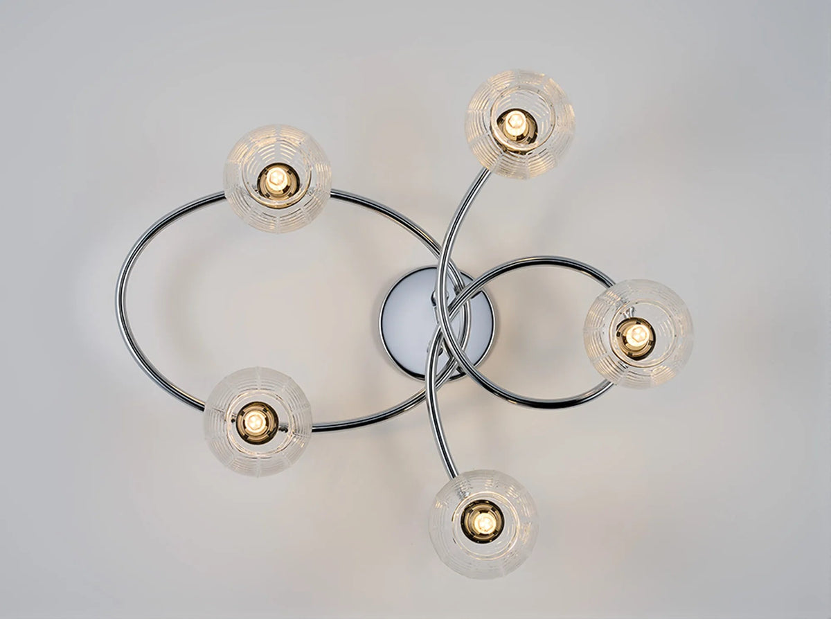Deco - Beatrix Flush Ceiling Light, 5 x G9, Polished Chrome/Clear Glass - Luminosity Designs Ltd