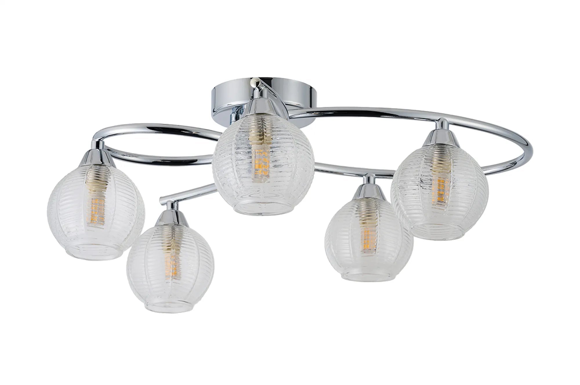 Deco - Beatrix Flush Ceiling Light, 5 x G9, Polished Chrome/Clear Glass - Luminosity Designs Ltd