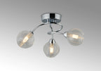 Beatrix 36cm Round Flush Ceiling Light, 3 x G9, Polished Chrome/Clear Glass