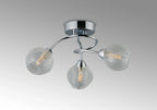 Beatrix 36cm Round Flush Ceiling Light, 3 x G9, Polished Chrome/Clear Glass