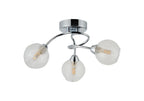 Beatrix 36cm Round Flush Ceiling Light, 3 x G9, Polished Chrome/Clear Glass