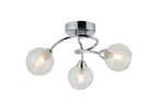 Beatrix 36cm Round Flush Ceiling Light, 3 x G9, Polished Chrome/Clear Glass