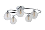 Beatrix Flush Ceiling Light, 5 x G9, Polished Chrome/Clear Glass