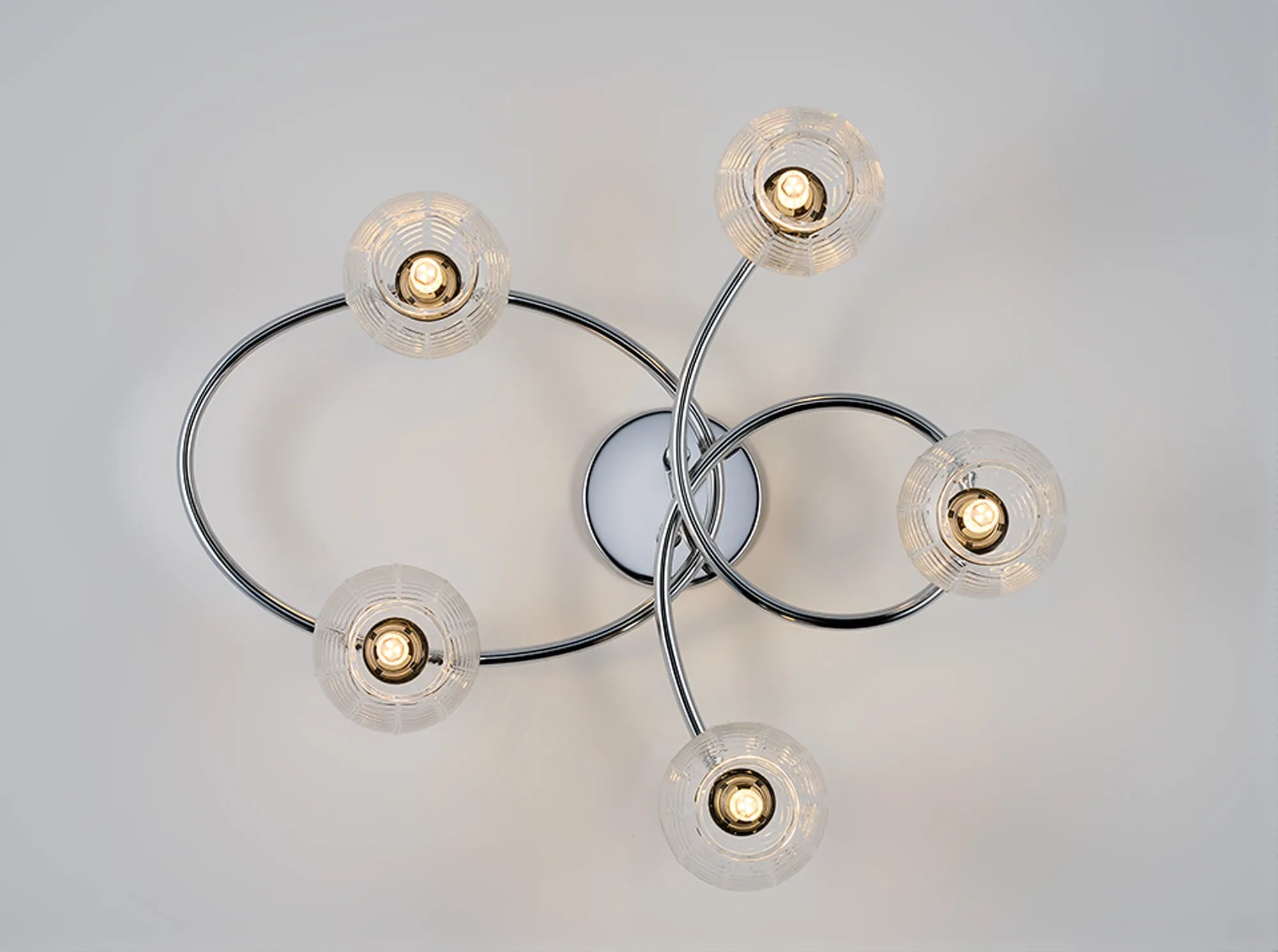 Beatrix Flush Ceiling Light, 5 x G9, Polished Chrome/Clear Glass