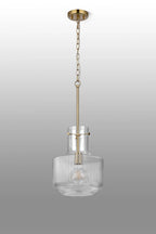Luminosity Designs - Belait Fluted Ribbed Glass Pendant, 1 x E27, Metal/Clear Glass - Luminosity Designs Ltd