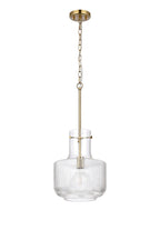 Luminosity Designs - Belait Fluted Ribbed Glass Pendant, 1 x E27, Metal/Clear Glass - Luminosity Designs Ltd