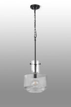 Luminosity Designs - Belait Fluted Ribbed Glass Pendant, 1 x E27, Metal/Clear Glass - Luminosity Designs Ltd