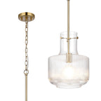 Luminosity Designs - Belait Fluted Ribbed Glass Pendant, 1 x E27, Metal/Clear Glass - Luminosity Designs Ltd