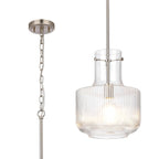 Luminosity Designs - Belait Fluted Ribbed Glass Pendant, 1 x E27, Metal/Clear Glass - Luminosity Designs Ltd