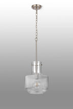 Luminosity Designs - Belait Fluted Ribbed Glass Pendant, 1 x E27, Metal/Clear Glass - Luminosity Designs Ltd
