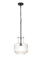 Luminosity Designs - Belait Fluted Ribbed Glass Pendant, 1 x E27, Metal/Clear Glass - Luminosity Designs Ltd