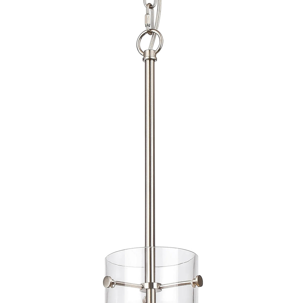 Luminosity Designs - Belait Fluted Ribbed Glass Pendant, 1 x E27, Metal/Clear Glass - Luminosity Designs Ltd