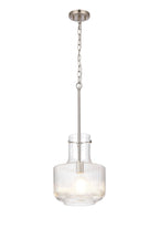 Luminosity Designs - Belait Fluted Ribbed Glass Pendant, 1 x E27, Metal/Clear Glass - Luminosity Designs Ltd