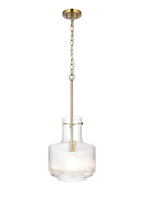 Luminosity Designs - Belait Fluted Ribbed Glass Pendant, 1 x E27, Metal/Clear Glass - Luminosity Designs Ltd
