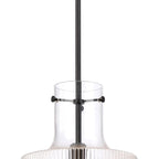Luminosity Designs - Belait Fluted Ribbed Glass Pendant, 1 x E27, Metal/Clear Glass - Luminosity Designs Ltd