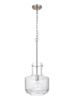Luminosity Designs - Belait Fluted Ribbed Glass Pendant, 1 x E27, Metal/Clear Glass - Luminosity Designs Ltd