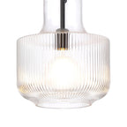 Luminosity Designs - Belait Fluted Ribbed Glass Pendant, 1 x E27, Metal/Clear Glass - Luminosity Designs Ltd